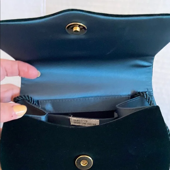 Green Velvet Clutch with Tassel Detail - Picture 3 of 7